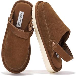 Project Cloud Kids Clogs Genuine Leather with Back Strap – Memory Foam & Lightweight Slip-on Boys and Girls Sandals with Adjustable Straps – Non-Slip Clogs for Kids Sandals (Little Goldstar)(Mocha Suede)