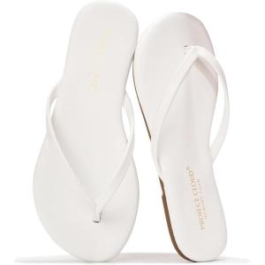 Project Cloud Kids Sandals For Girls Footwear with Memory Foam Insole Kids Flip Flops – Lightweight & Slip Resistant Girls Sandals Summer Beach Essentials (Little Foundations)(White)