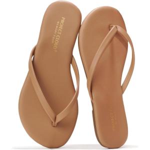 Project Cloud Kids Sandals For Girls Footwear with Memory Foam Insole Kids Flip Flops – Lightweight & Slip Resistant Girls Sandals Summer Beach Essentials (Little Foundations)(Taupe)