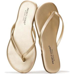 Project Cloud Kids Sandals For Girls Footwear with Memory Foam Insole Kids Flip Flops – Lightweight & Slip Resistant Girls Sandals Summer Beach Essentials (Little Foundations)(Gold)