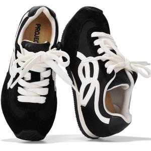 Project Cloud Kids Shoes for Girls – Non-Slip Trendy Fashion Sneakers Girls Shoes – Slip Ons with Hook & Loop Memory Foam Insole Kids Sneakers (Little Lowy)(Black)