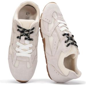 Project Cloud Leather Barefoot Shoes Women – Memory Foam Lace-Up Womens Sneakers – Lightweight & Non Slip Womens Shoes Casual – All-Day Women’s Fashion Sneakers for 2025(White Suede)