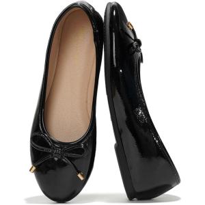 Project Cloud Memory Foam Ballet Flats Shoes for Women Footwear and Lightweight Casual Flats for Women – Non Slip Comfortable Ballet Shoes (Ellison)(Blackpatent)