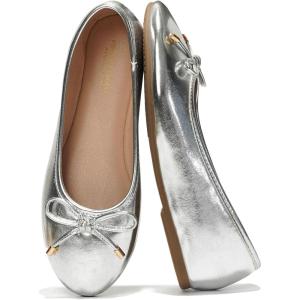 Project Cloud Memory Foam Ballet Flats Shoes for Women Footwear and Lightweight Casual Flats for Women – Non Slip Comfortable Ballet Shoes (Ellison)(Silver)