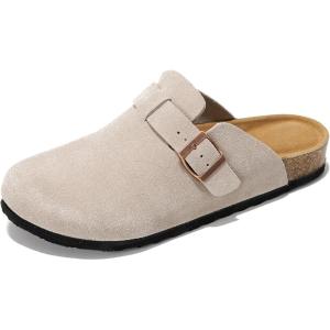 Project Cloud Mens Clogs – 100% Full Grain Genuine Leather Memory Foam Clogs for Men Arch Support Cork Footbed – Non Slip Platform Mules (Brooklyn)(Grey)