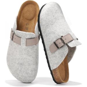 Project Cloud Mens Clogs – 100% Full Grain Genuine Leather Memory Foam Clogs for Men Arch Support Cork Footbed – Non Slip Platform Mules (Brooklyn)(Light Grey)