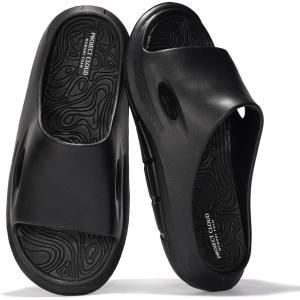Project Cloud Mens Sandals – Lightweight and Flexible EVA Recovery Slides for Men with Ultra Bouncy Latex Insole – Comfortable Water Resistant Slippers for Men Footwear (Dean)(Black)
