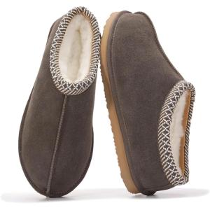 Project Cloud Mens Slippers 100% Genuine Leather with Australian Shearling Lining & Memory Foam Insole Outdoor & House Slippers for Men – Non-Slip Fuzzy Mens Shoes(Relaxation)(Chocolate)