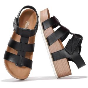 Project Cloud Platform Sandals Women – Comfortable Memory Foam Insole Ladies Wedges – Non Slip & Lightweight Strap Wedge Sandals for Women 2025 (Phased)(Black)