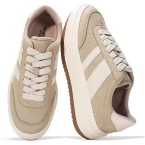 Project Cloud Platform Sneakers for Women – Lightweight Memory Foam Insole Womens Sneakers – Non-Slip Fashion Sneakers for Women Footwear – Women’s Fashion Platform Shoes (Nita)(Taupe)