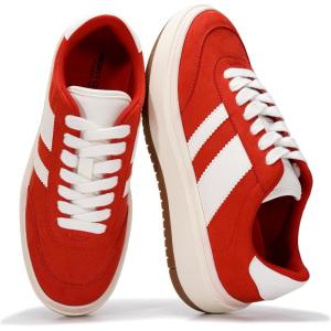Project Cloud Platform Sneakers for Women – Lightweight Memory Foam Insole Womens Sneakers – Non-Slip Fashion Sneakers for Women Footwear – Women’s Fashion Platform Shoes (Nita)(Red)