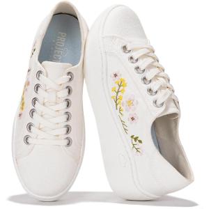Project Cloud Platform Sneakers for Women – Lightweight Womens Sneakers with Memory Foam Insole – Non Slip Lace-Up Womens Shoes – Perfect Summer Shoes for Women 2025 (Bossy)(Offwhite – Flowers)