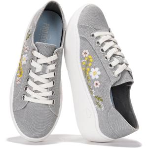 Project Cloud Platform Sneakers for Women – Lightweight Womens Sneakers with Memory Foam Insole – Non Slip Lace-Up Womens Shoes – Perfect Summer Shoes for Women 2025 (Bossy)(Lightgrey – Flowers)