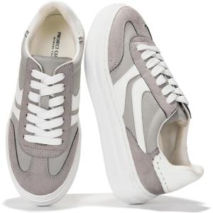 Project Cloud Platform Sneakers for Women Footwear – Memory Foam Insole Womens Shoes, Lightweight and Non-Slip Sole Lace Up Fashion Sneakers (Dodge)(Grey)