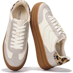 Project Cloud Platform Sneakers for Women Footwear – Memory Foam Insole Womens Shoes, Lightweight and Non-Slip Sole Lace Up Fashion Sneakers (Dodge)(White)