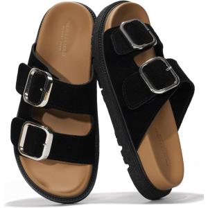 Project Cloud Platform Summer Sandals for Women 2025 – Comfortable and Adjustable Straps Summer Slides with Memory Foam Insole – Non-Slip Casual Womens Sandals(Black)
