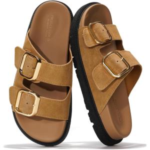 Project Cloud Platform Summer Sandals for Women 2025 – Comfortable and Adjustable Straps Summer Slides with Memory Foam Insole – Non-Slip Casual Womens Sandals(Tan)