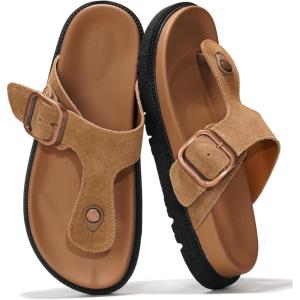 Project Cloud Platform Summer Sandals for Women 2025 – Comfortable and Adjustable Straps Summer Slides with Memory Foam Insole – Non-Slip Casual Womens Sandals(Thong Chestnut)