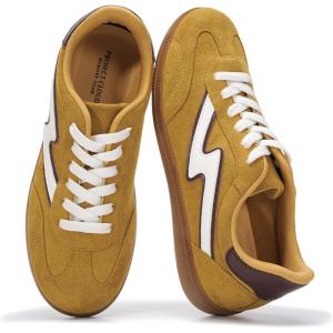 Project Cloud Sneakers for Women – Lace-Up Shoes for Women Trendy Women Sneakers with Memory Foam Insole Women’s Fashion Sneakers Non-Slip Womens Shoes (Irita)(Mustard)