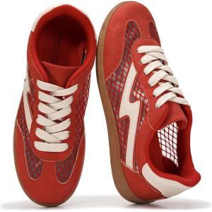 Project Cloud Sneakers for Women – Lace-Up Shoes for Women Trendy Women Sneakers with Memory Foam Insole Women’s Fashion Sneakers Non-Slip Womens Shoes (Irita)(Red Mesh)