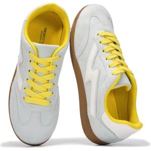 Project Cloud Sneakers for Women – Lace-Up Shoes for Women Trendy Women Sneakers with Memory Foam Insole Women’s Fashion Sneakers Non-Slip Womens Shoes (Irita)(Lime Microsuede)