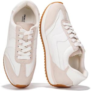 Project Cloud Sneakers for Women – Lightweight Lace-Up Shoes for Women with Memory Foam Insoles – Trendy Womens Shoes – Non-Slip, Comfortable Womens Sneakers (Madison)(White)
