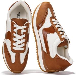 Project Cloud Sneakers for Women – Lightweight Lace-Up Shoes for Women with Memory Foam Insoles – Trendy Womens Shoes – Non-Slip, Comfortable Womens Sneakers (Madison)(Tan)