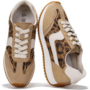 Project Cloud Sneakers for Women – Lightweight Lace-Up Shoes for Women with Memory Foam Insoles – Trendy Womens Shoes – Non-Slip, Comfortable Womens Sneakers (Madison)(Leopard)