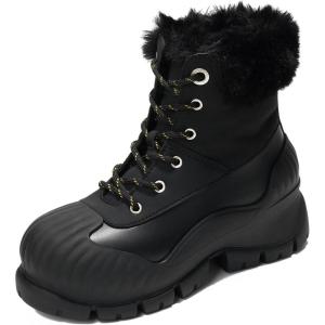 Project Cloud Snow Boots for Women Waterproof Genuine Leather 2.5″ Platform Wedge Boots – Memory Foam Fur Boots Winters Boots for Women Non-Slip Rain Boots Women’s Snow Boots (Lydia)(Black)