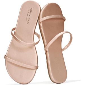 Project Cloud Summer Sandals for Women 2025 – Memory Foam Insole and Vegan Leather Beach Flip Flops for Women – Non Slip and Lightweight Double Strap Womens Sandals (Transition)(Copper)