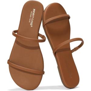 Project Cloud Summer Sandals for Women 2025 – Memory Foam Insole and Vegan Leather Beach Flip Flops for Women – Non Slip and Lightweight Double Strap Womens Sandals (Transition)(Chocolate)
