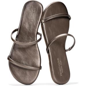 Project Cloud Summer Sandals for Women 2025 – Memory Foam Insole and Vegan Leather Beach Flip Flops for Women – Non Slip and Lightweight Double Strap Womens Sandals (Transition)(Bronze)