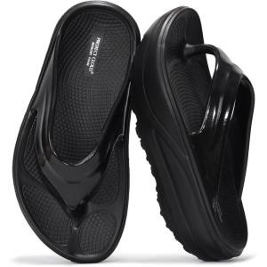Project Cloud Super Foam Flip Flops for Women Footwear – Memory Foam and Lightweight Platform Sandals Women Beach Vacation Essentials – Non Slip Durable and Soft Slippers (Abra)(Black)