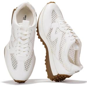 Project Cloud Trendy Sneakers for Women – Memory Foam and Non-Slip Comfortable Casual Ladies Shoes for Womens Fashion Sneakers – Lightweight Lace-up Shoes (Lecco)(White Mesh)