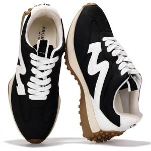 Project Cloud Trendy Sneakers for Women – Memory Foam and Non-Slip Comfortable Casual Ladies Shoes for Womens Fashion Sneakers – Lightweight Lace-up Shoes (Lecco)(Black)