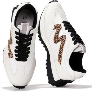 Project Cloud Trendy Sneakers for Women – Memory Foam and Non-Slip Comfortable Casual Ladies Shoes for Womens Fashion Sneakers – Lightweight Lace-up Shoes (Lecco)(Leopard)