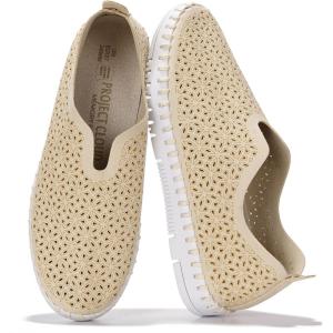 Project Cloud Womens Shoes – Lightweight Summer Loafers for Women with Memory Foam Insole – Breathable Womens Loafers – Perfect Summer Shoes for Women 2025 (Rose)(White)