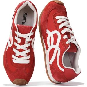 Project Cloud Womens Shoes with Memory Foam Insole Trendy Sneakers for Women – Lightweight & Non-Slip Womens Sneakers Walking Shoes for Women Footwear (Lowy)(Red)