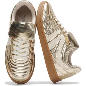 Project Cloud Womens Sneakers – Memory Foam Casual Shoes for Women Footwear Lace Up Women’s Fashion Sneakers – Non-Slip Comfortable Trendy Shoes Womens (Madrid)(Gold)