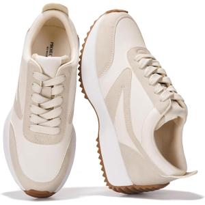 Project Cloud Womens Sneakers – Memory Foam Insole and Lightweight Spring Shoes – Non-Slip Lace Up Trendy Shoes – Fashion Sneakers for Women 2025(Beige-balinda)