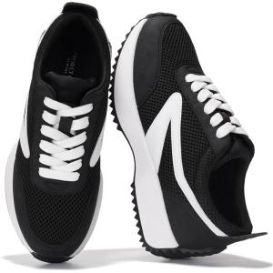 Project Cloud Womens Sneakers – Memory Foam Insole and Lightweight Spring Shoes – Non-Slip Lace Up Trendy Shoes – Fashion Sneakers for Women 2025(Black-balinda)