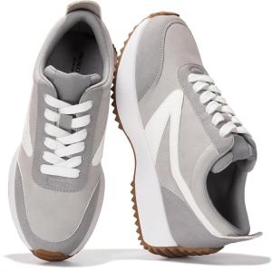 Project Cloud Womens Sneakers – Memory Foam Insole and Lightweight Spring Shoes – Non-Slip Lace Up Trendy Shoes – Fashion Sneakers for Women 2025(Grey-balinda)