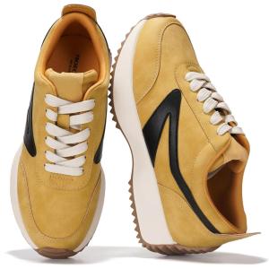 Project Cloud Womens Sneakers – Memory Foam Insole and Lightweight Spring Shoes – Non-Slip Lace Up Trendy Shoes – Fashion Sneakers for Women 2025(Mustard-balinda)