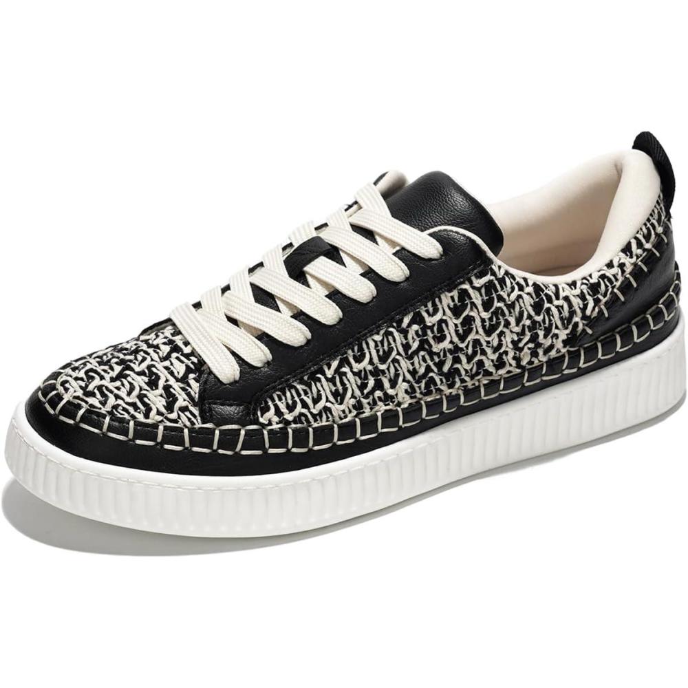 imageProject Cloud Sneakers for Women Memory Foam Shoes for Women LaceUp Womens Fashion Sneakers NonSlip Womens Trendy Shoes LonaBlack