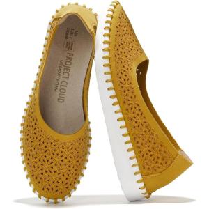 Project Cloud Flats for Women Footwear, Memory Foam & Flexible Outsole Loafers for Women’s Fashion Sneakers – Womens Shoes, Sockless Wear Machine Wash Shoes for Women (Petunia)(Yellow)