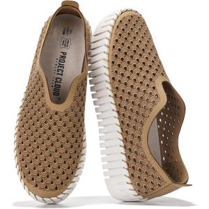 Project Cloud Women’s Daffodil Sneakers, Beige, Size 10 – Lightweight Shoes with Leather Insole, Non Slip, Pull-On, Comfortable Walking Shoes