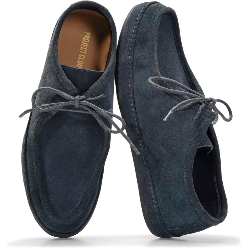 imageProject Cloud 100 Genuine Leather Mens Shoes  LaceUp Loafers for Men with Memory Foam  Lightweight ampamp Non Slip Shoes for Men for Everyday Wear DenverNavy Suede