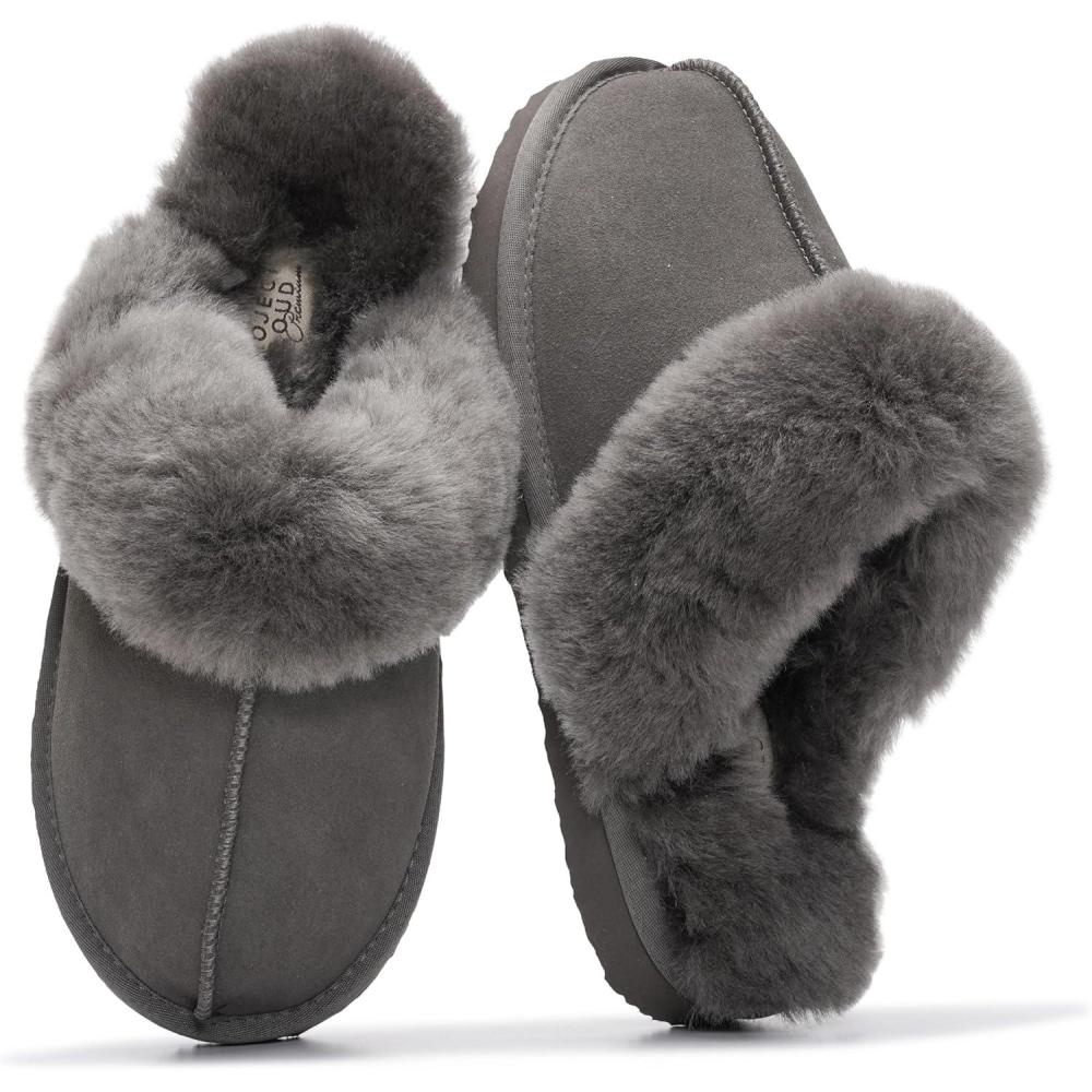 imageProject Cloud 100 Genuine Leather Slippers for Women Footwear with Genuine Fur Lining Womens Clogs ampamp Mule  NonSlip IndoorOutdoor Scuff Womens Slippers with Memory Foam InsoleFrost Suede
