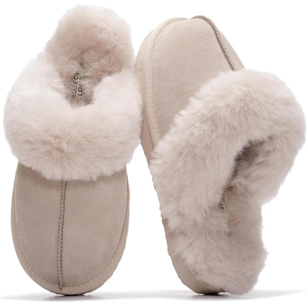 imageProject Cloud 100 Genuine Leather Slippers for Women Footwear with Genuine Fur Lining Womens Clogs ampamp Mule  NonSlip IndoorOutdoor Scuff Womens Slippers with Memory Foam InsoleSand Suede