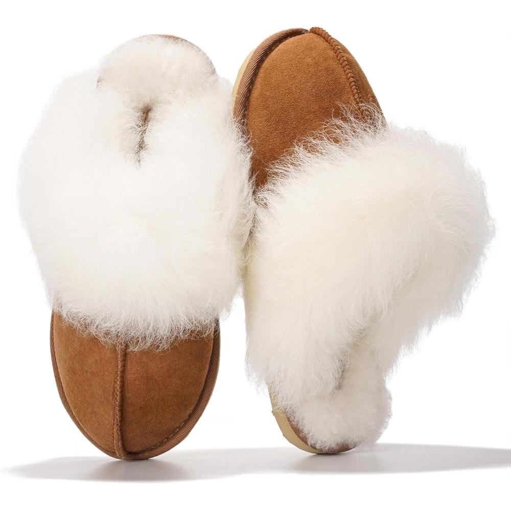 imageProject Cloud 100 Genuine Leather Slippers for Women Footwear with Genuine Fur Lining Womens Clogs ampamp Mule  NonSlip IndoorOutdoor Scuff Womens Slippers with Memory Foam InsoleScuff Furchestnut